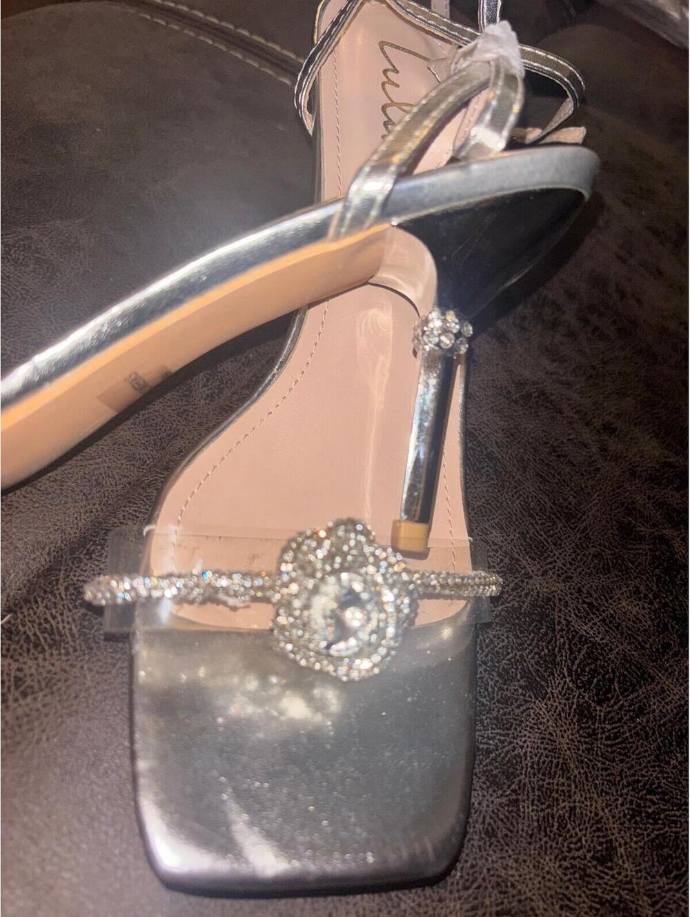 Lulus Silver Rhinestone Stiletto Heels Size 11 Formal Party Shoes - Picture 4 of 7